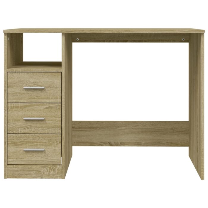 Bureau avec tiroirs Chêne sonoma 102x50x76 cm Bois d'ingénierie – Image 4