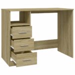 Bureau avec tiroirs Chêne sonoma 102x50x76 cm Bois d'ingénierie – Image 5