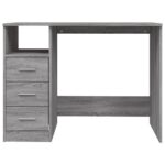 Bureau avec tiroirs Sonoma gris 102x50x76 cm Bois d'ingénierie – Image 4