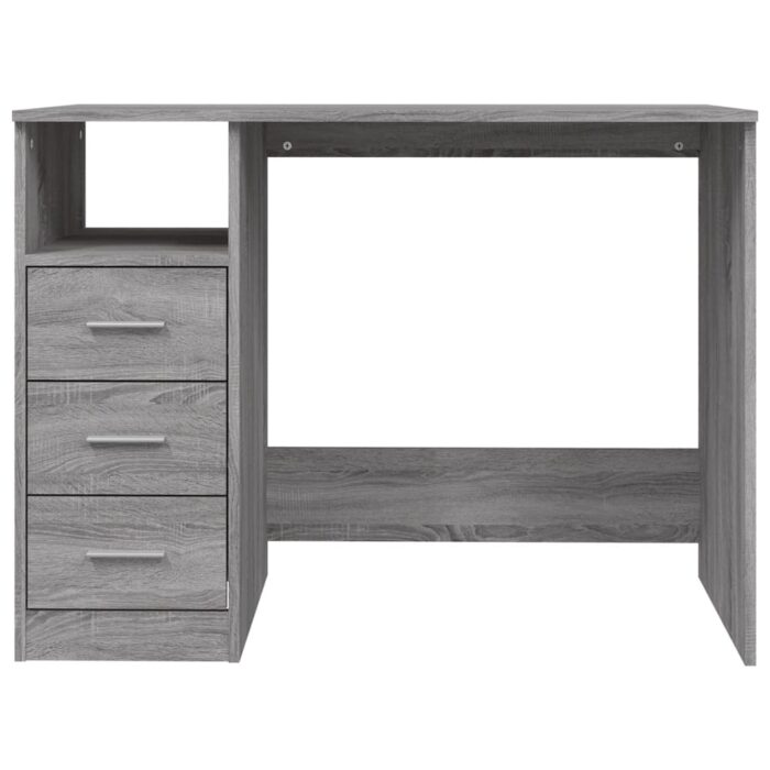 Bureau avec tiroirs Sonoma gris 102x50x76 cm Bois d'ingénierie – Image 4