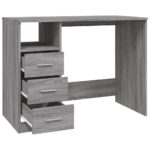 Bureau avec tiroirs Sonoma gris 102x50x76 cm Bois d'ingénierie – Image 5