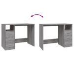 Bureau avec tiroirs Sonoma gris 102x50x76 cm Bois d'ingénierie – Image 7