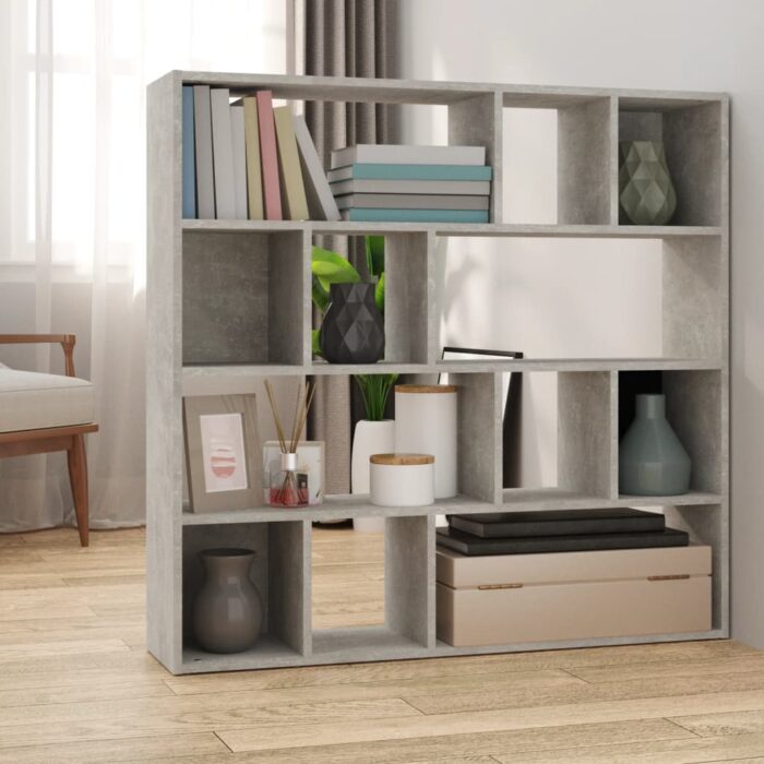 Bibliothèque/Séparateur de pièce Gris béton 105x24x102 cm – Image 1