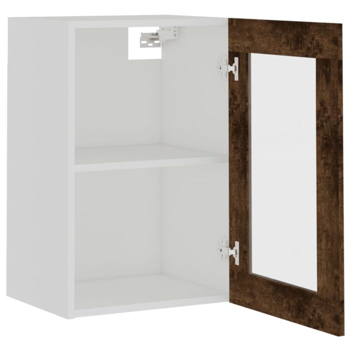 Armoire en verre suspendue Chêne fumé 40x31x60 cm – Image 4