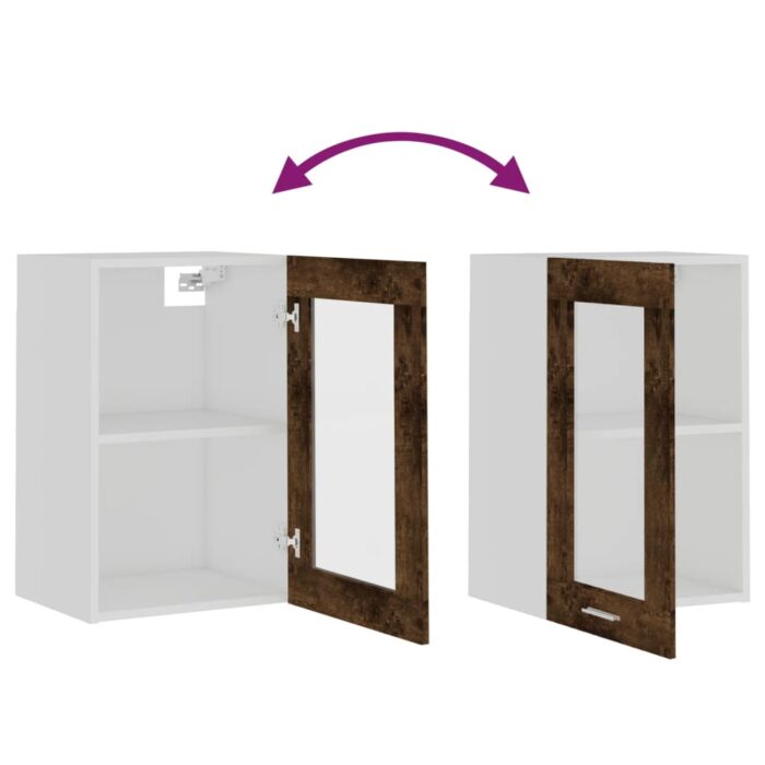 Armoire en verre suspendue Chêne fumé 40x31x60 cm – Image 6
