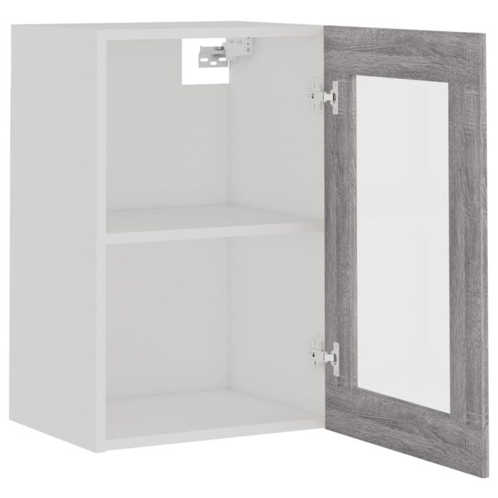 Armoire vitrée suspendue Sonoma gris 40x31x60cm Bois ingénierie – Image 4