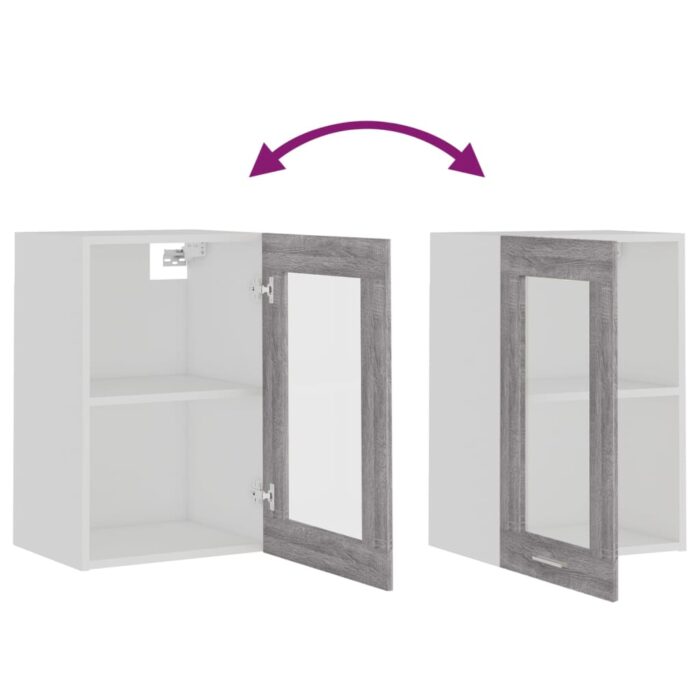 Armoire vitrée suspendue Sonoma gris 40x31x60cm Bois ingénierie – Image 6