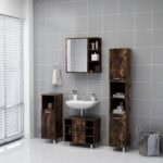 Armoire à miroir de salle de bain Chêne fumé 62,5x20,5x64 cm – Image 2