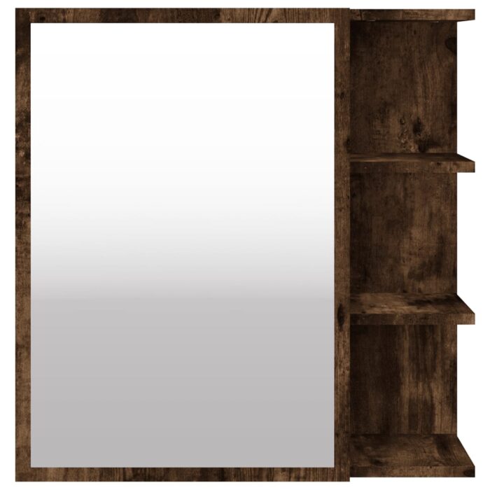 Armoire à miroir de salle de bain Chêne fumé 62,5x20,5x64 cm – Image 4