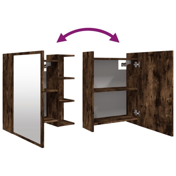 Armoire à miroir de salle de bain Chêne fumé 62,5x20,5x64 cm – Image 7