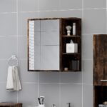Armoire à miroir de salle de bain Chêne fumé 62,5x20,5x64 cm