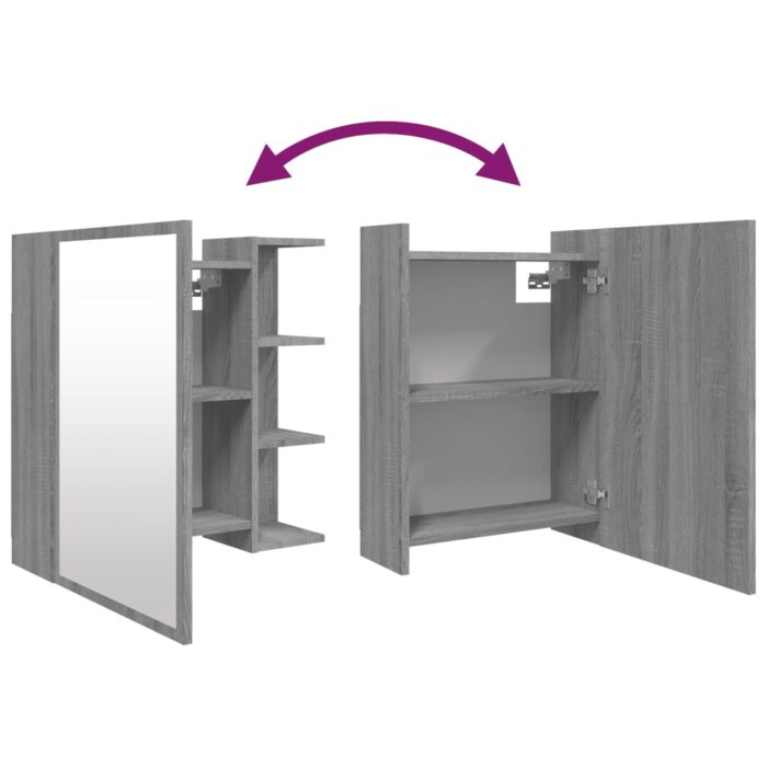 Armoire à miroir de salle de bain Sonoma gris 62,5x20,5x64 cm – Image 7