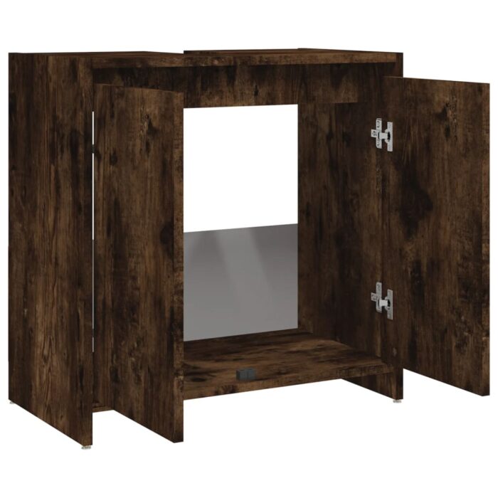 Armoire de bain Chêne fumé 60x33x61 cm Bois d'ingénierie – Image 3