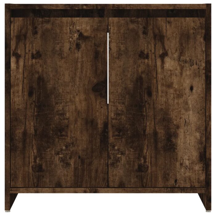 Armoire de bain Chêne fumé 60x33x61 cm Bois d'ingénierie – Image 4
