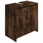 Armoire de bain Chêne fumé 60x33x61 cm Bois d'ingénierie – Image 6