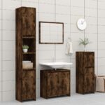Armoire de bain Chêne fumé 60x33x61 cm Bois d'ingénierie – Image 7
