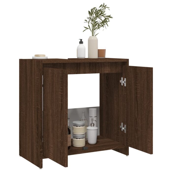 Armoire de bain Chêne marron 60x33x61 cm Bois d'ingénierie – Image 2