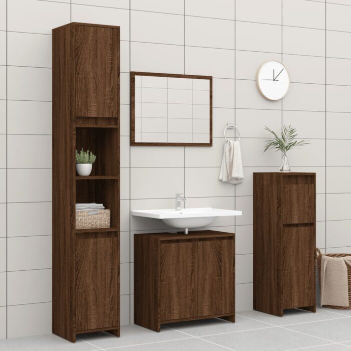 Armoire de bain Chêne marron 60x33x61 cm Bois d'ingénierie – Image 7
