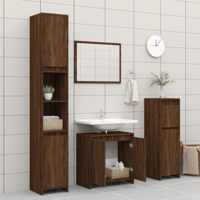 Armoire de bain Chêne marron 60x33x61 cm Bois d'ingénierie – Image 8