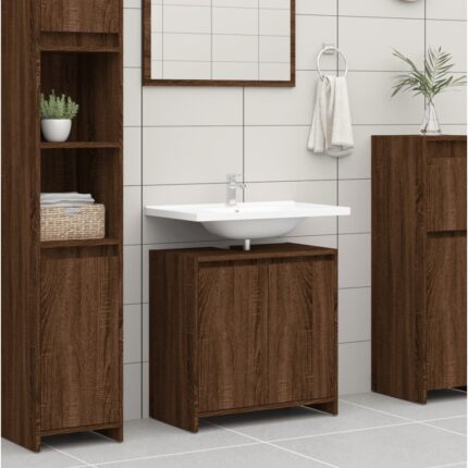 Armoire de bain Chêne marron 60x33x61 cm Bois d'ingénierie