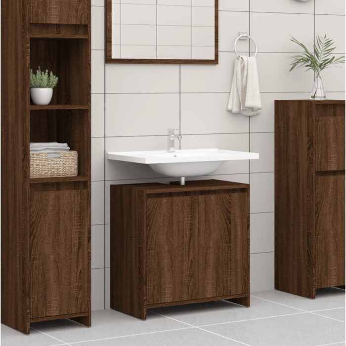 Armoire de bain Chêne marron 60x33x61 cm Bois d'ingénierie – Image 1
