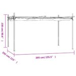 Pergola avec toit rétractable crème 395x292x230 cm – Image 4