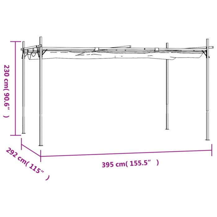Pergola avec toit rétractable crème 395x292x230 cm – Image 4