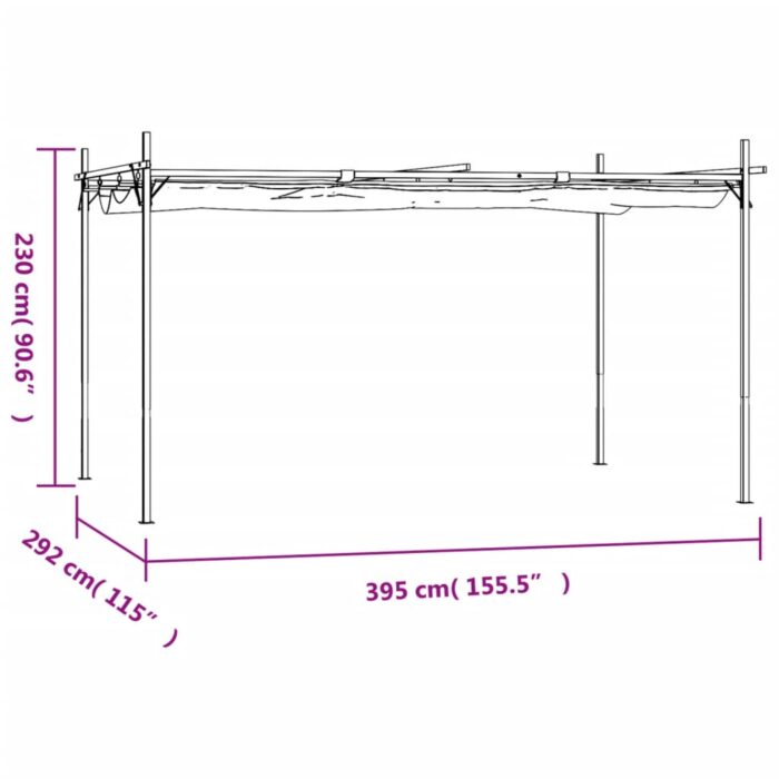 Pergola avec toit rétractable anthracite 395x292x230 cm – Image 4