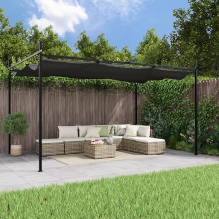Pergola avec toit rétractable anthracite 395x292x230 cm