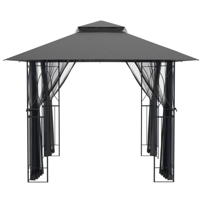Belvédère avec parois latérales anthracite 300x300x270 cm acier – Image 2