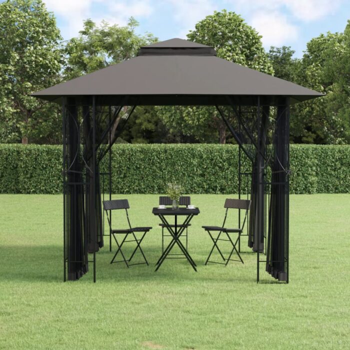 Belvédère avec parois latérales anthracite 300x300x270 cm acier – Image 1