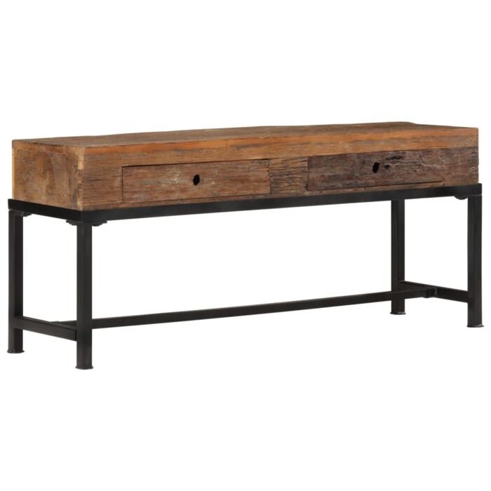 Meuble TV 110x30x46 cm bois massif de récupération – Image 10