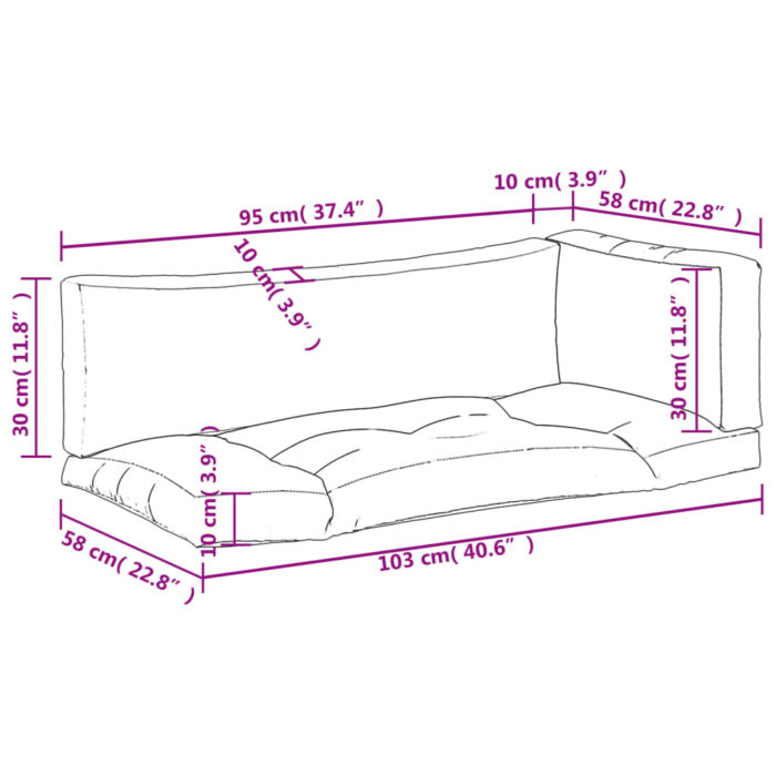Coussins de palette lot de 3 taupe tissu – Image 9