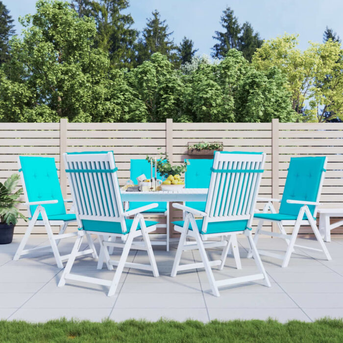 Coussins de chaise à dossier haut 6 pcs turquoise tissu – Image 1