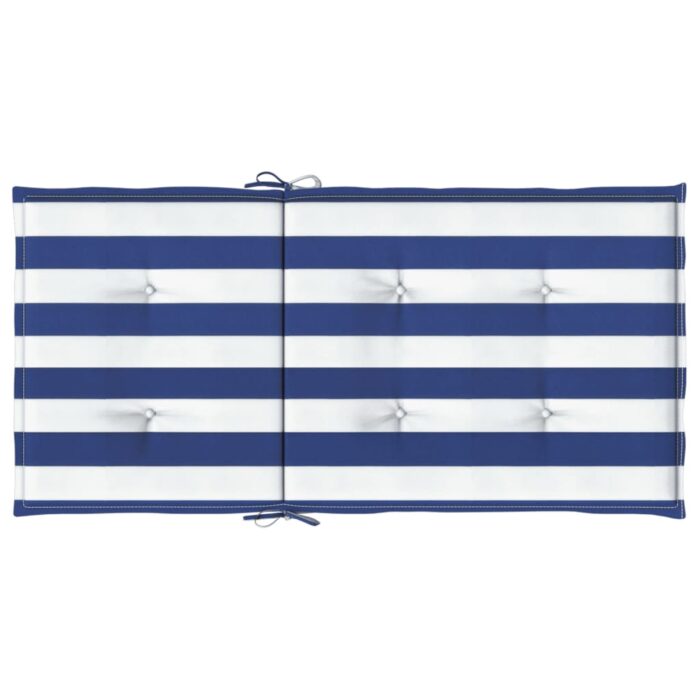 Coussins de chaise à dossier bas lot de 4 rayures bleu et blanc – Image 4