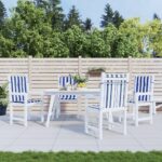 Coussins de chaise à dossier bas lot de 4 rayures bleu et blanc