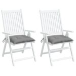 Coussins de chaise lot de 2 gris 40x40x7 cm tissu oxford – Image 2