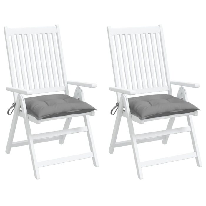 Coussins de chaise lot de 2 gris 40x40x7 cm tissu oxford – Image 2