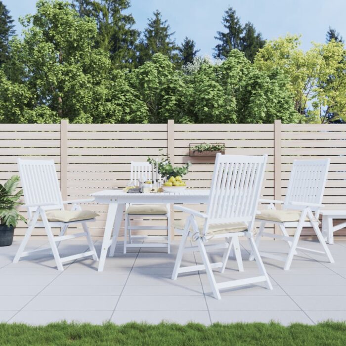 Coussins de chaise lot de 4 blanc crème 40x40x7 cm tissu oxford – Image 1