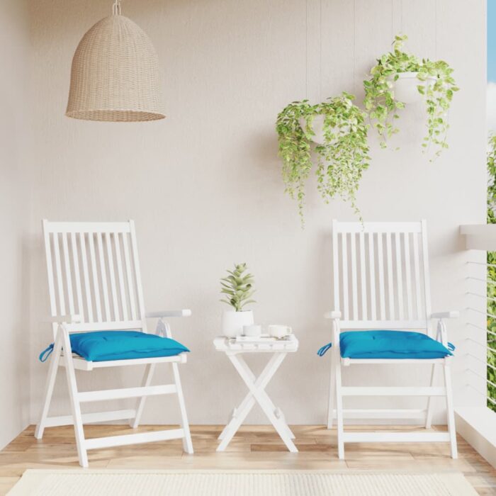 Coussins de chaise lot de 2 bleu clair 40x40x7 cm tissu oxford – Image 1