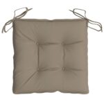 Coussins de chaise lot de 2 taupe 40x40x7 cm tissu oxford – Image 3