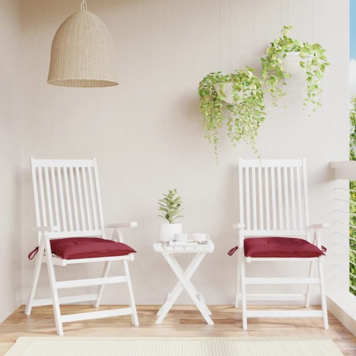 Coussins de chaise lot de 2 rouge bordeaux 40x40x7 cm – Image 1