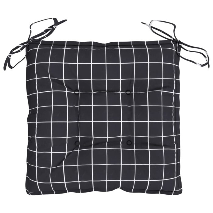 Coussins de chaise lot de 4 carreaux noir 40x40x7 cm tissu – Image 2
