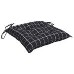 Coussins de chaise lot de 4 carreaux noir 40x40x7 cm tissu – Image 3