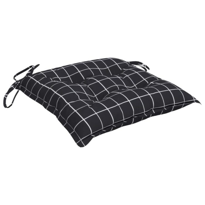Coussins de chaise lot de 4 carreaux noir 40x40x7 cm tissu – Image 3