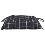 Coussins de chaise lot de 4 carreaux noir 40x40x7 cm tissu – Image 4