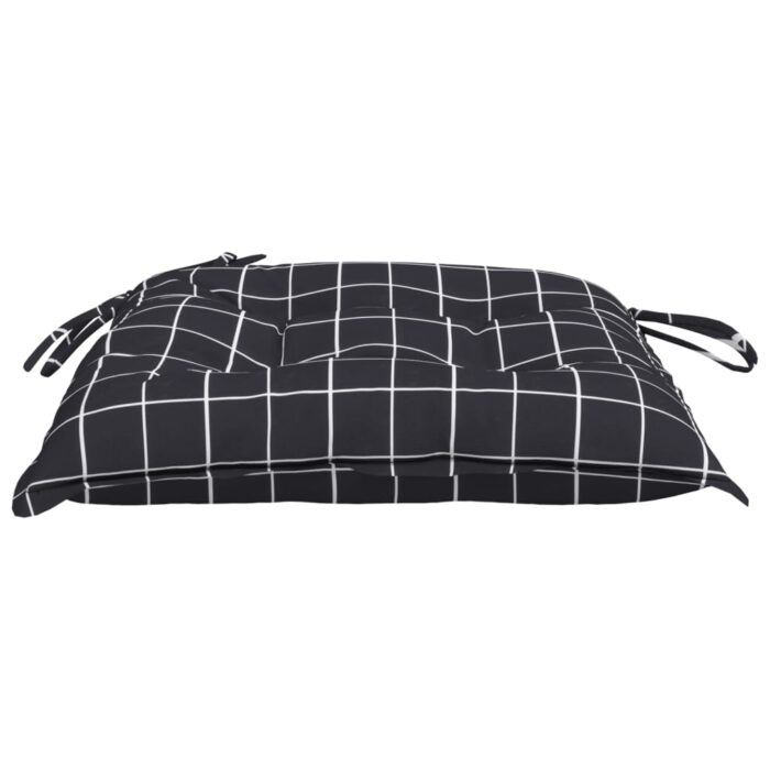 Coussins de chaise lot de 4 carreaux noir 40x40x7 cm tissu – Image 4
