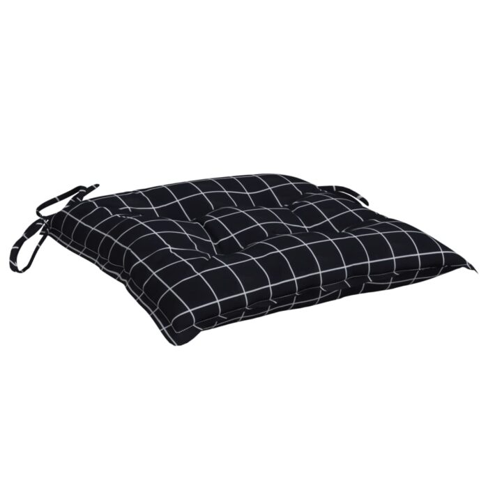 Coussins de chaise lot de 6 carreaux noir 40x40x7 cm tissu – Image 2