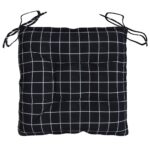 Coussins de chaise lot de 6 carreaux noir 40x40x7 cm tissu – Image 3