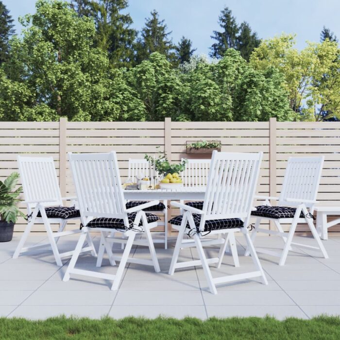 Coussins de chaise lot de 6 carreaux noir 40x40x7 cm tissu – Image 1